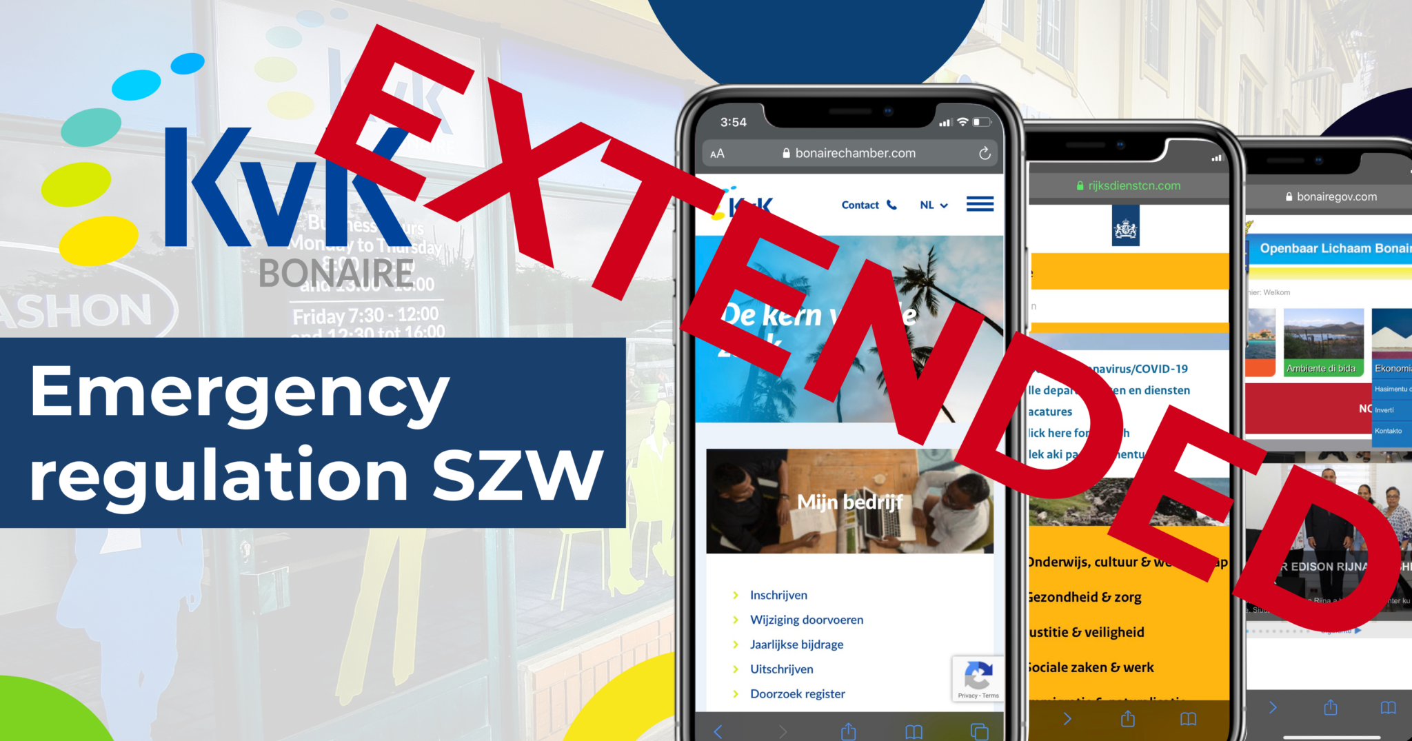 Extension emergency regulation SZW KvK Bonaire